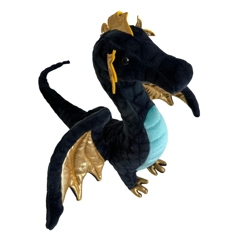 Douglas Dragon Plush Toy Black Turquoise Gold Wings Stuffed Animal NWT